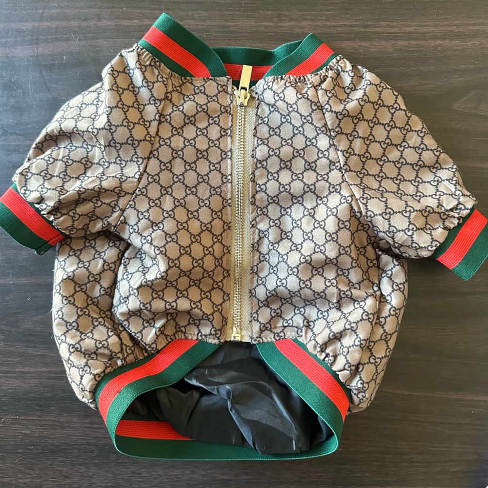 Luxury Dog Jacket with Brown and Green Accents